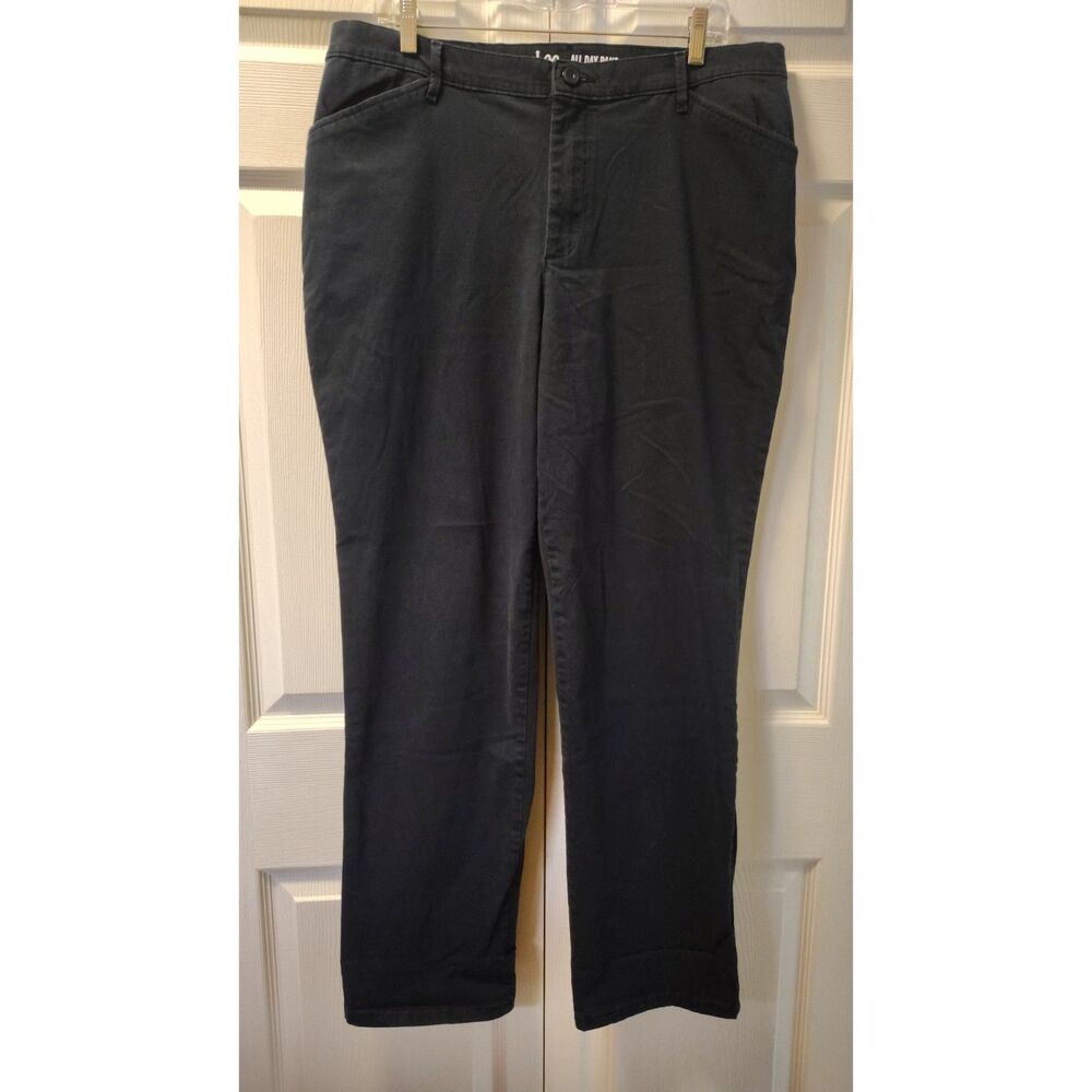 Lee All Day Pants Womens 16 Long Imperial Blue Relaxed Straight Leg Twill Chino